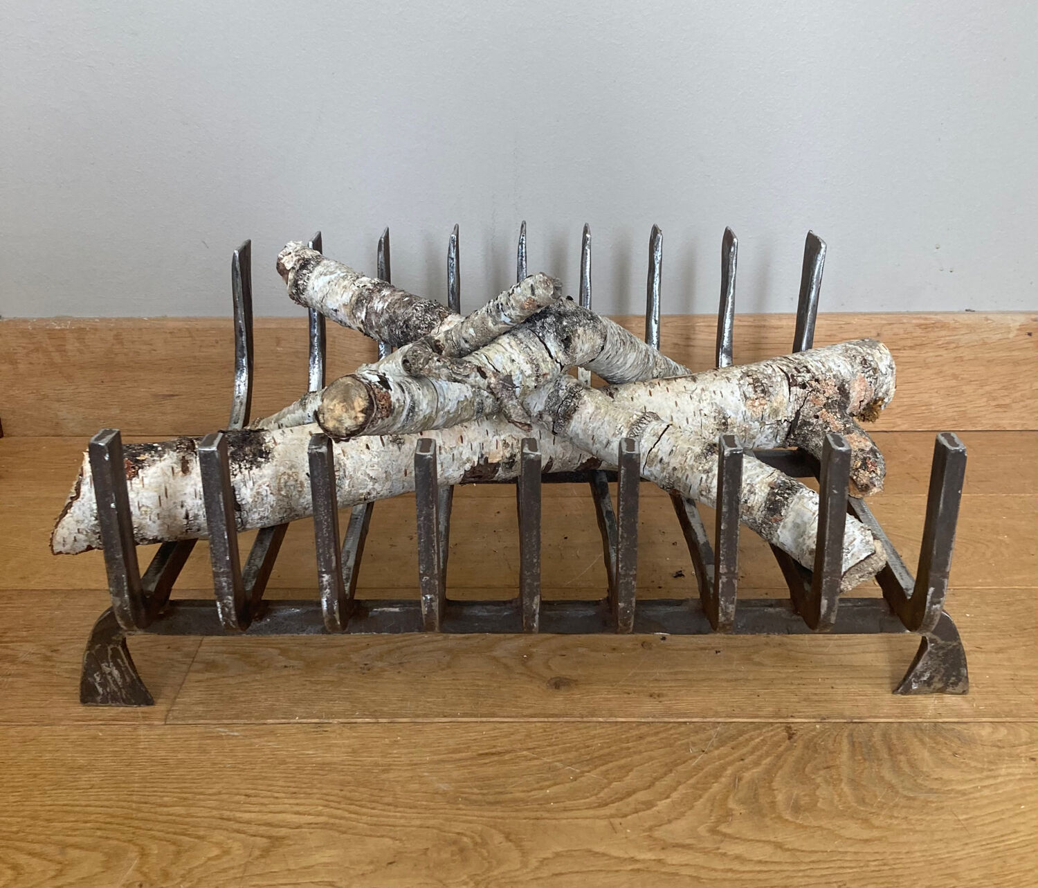 Large 19th century wrought iron log rack