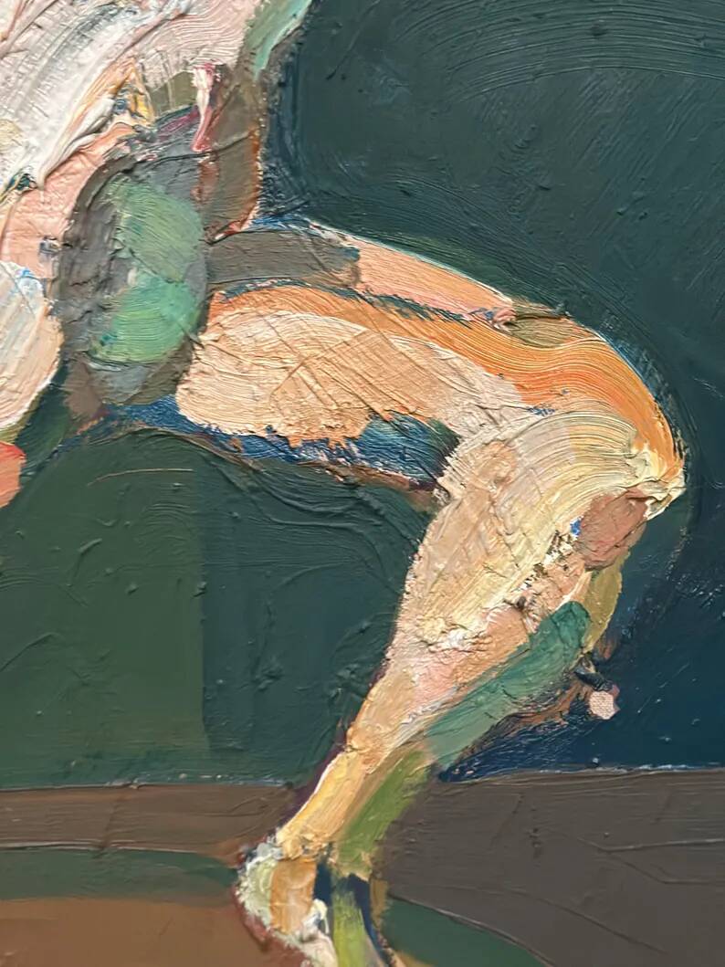 Swedish Oil on Canvas"The Discus Thrower" by Eric Elfvén,vintage and framed