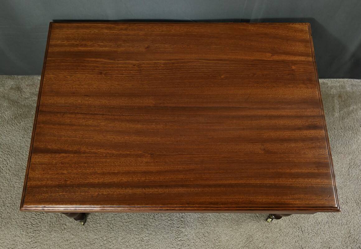 Rolling coffee table in solid mahogany, Louis-Philippe style – Late 19th century