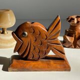 Trio of vintage wood and onyx candle holders