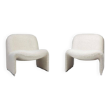 Pair of vintage Alky armchairs in steel and boucle wool by Giancarlo P.