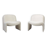 Paire de fauteuils Alky vintage en acier et laine bouclette par Giancarlo P