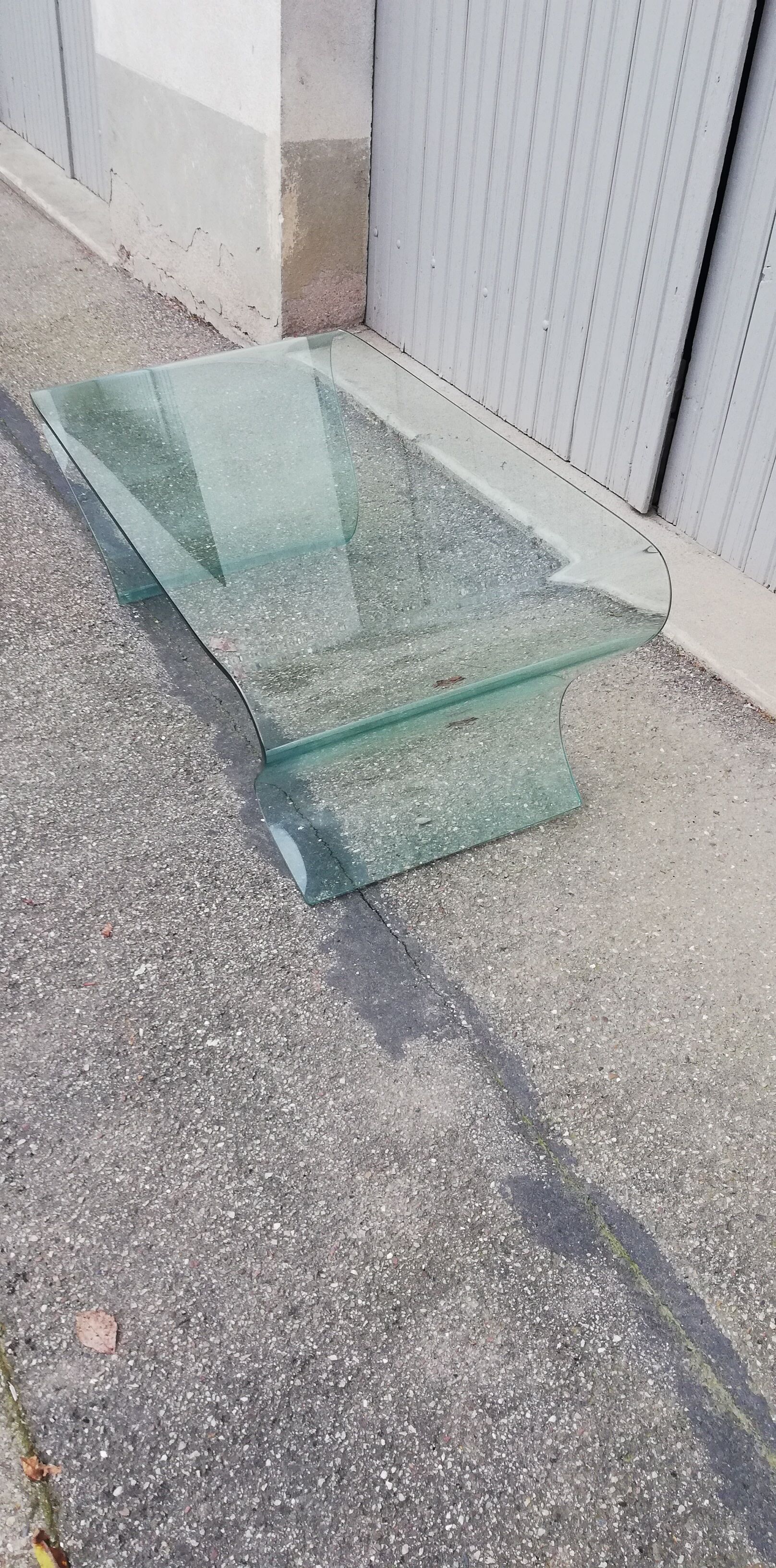 Vintage curved glass coffee table