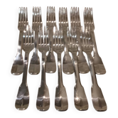 11 silver plated dessert forks, Francia goldsmith, single-flat, 18.9cm