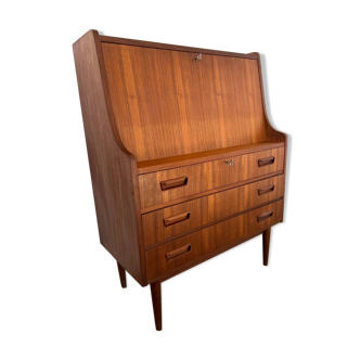 Old Scandinavian Secretary desk in teak veneer design Gunnar Nielsen for Tibergaard Denmark 1960 vintage