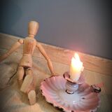 Candle holder enamelled pink cellar rat