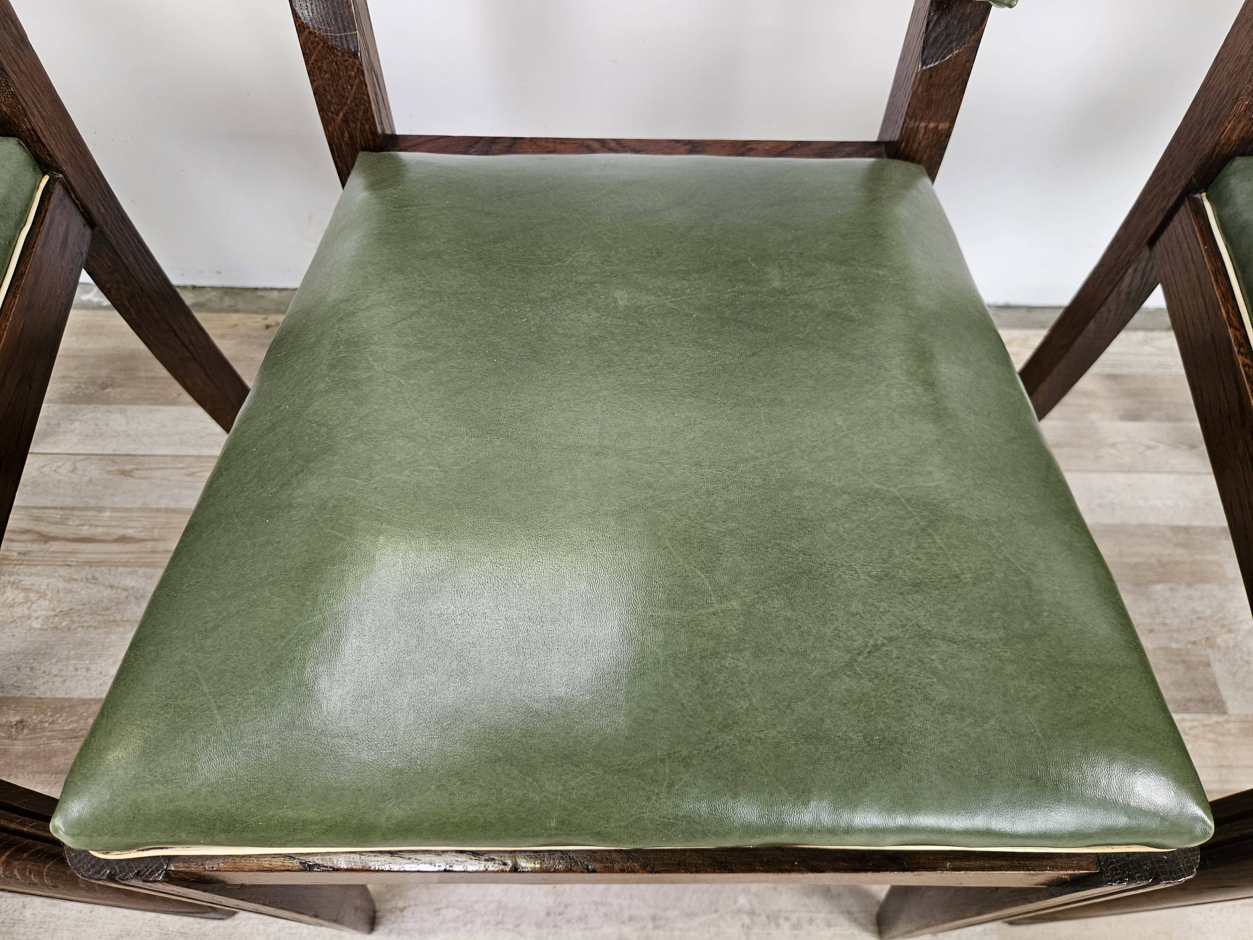 Set of 8 Art Decò oak dining chairs, 1950