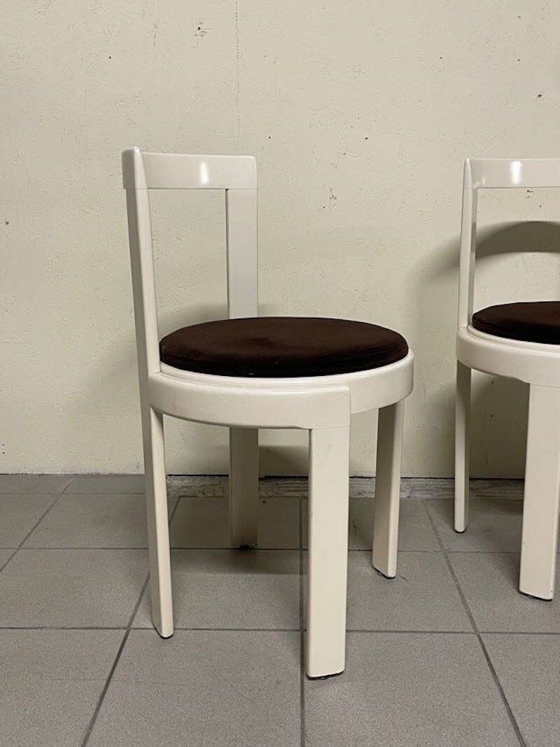 Lacquered wooden chairs with fabric, 1970s, set of 4