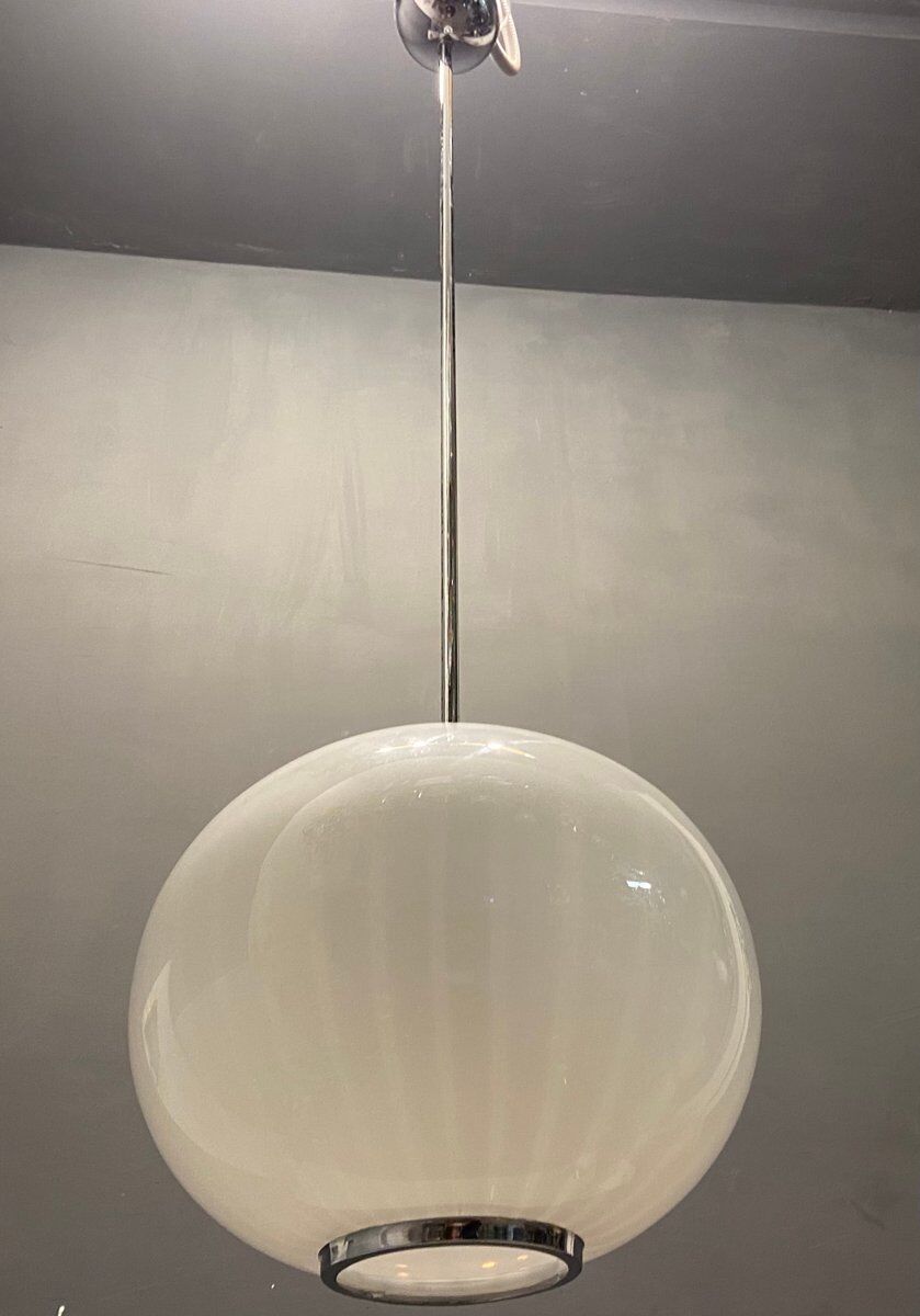 Mid-Century Italian Murano Glass Pendant Lamps by Paolo Venini, Set of 2