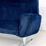 Scandinavian style sofa from the 50s - 60s in blue fabric and base