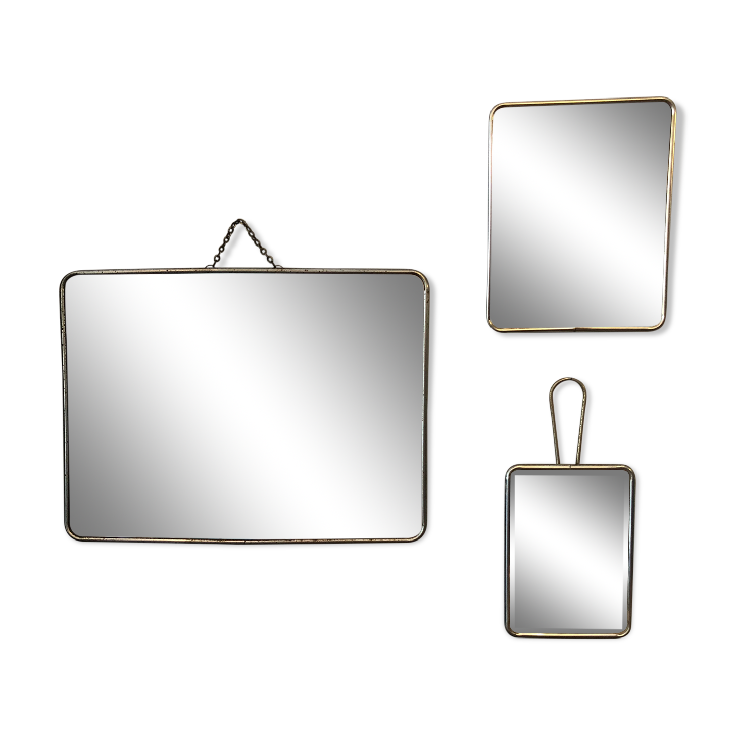 Set of 3 old barber mirrors