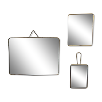 Set of 3 old barber mirrors