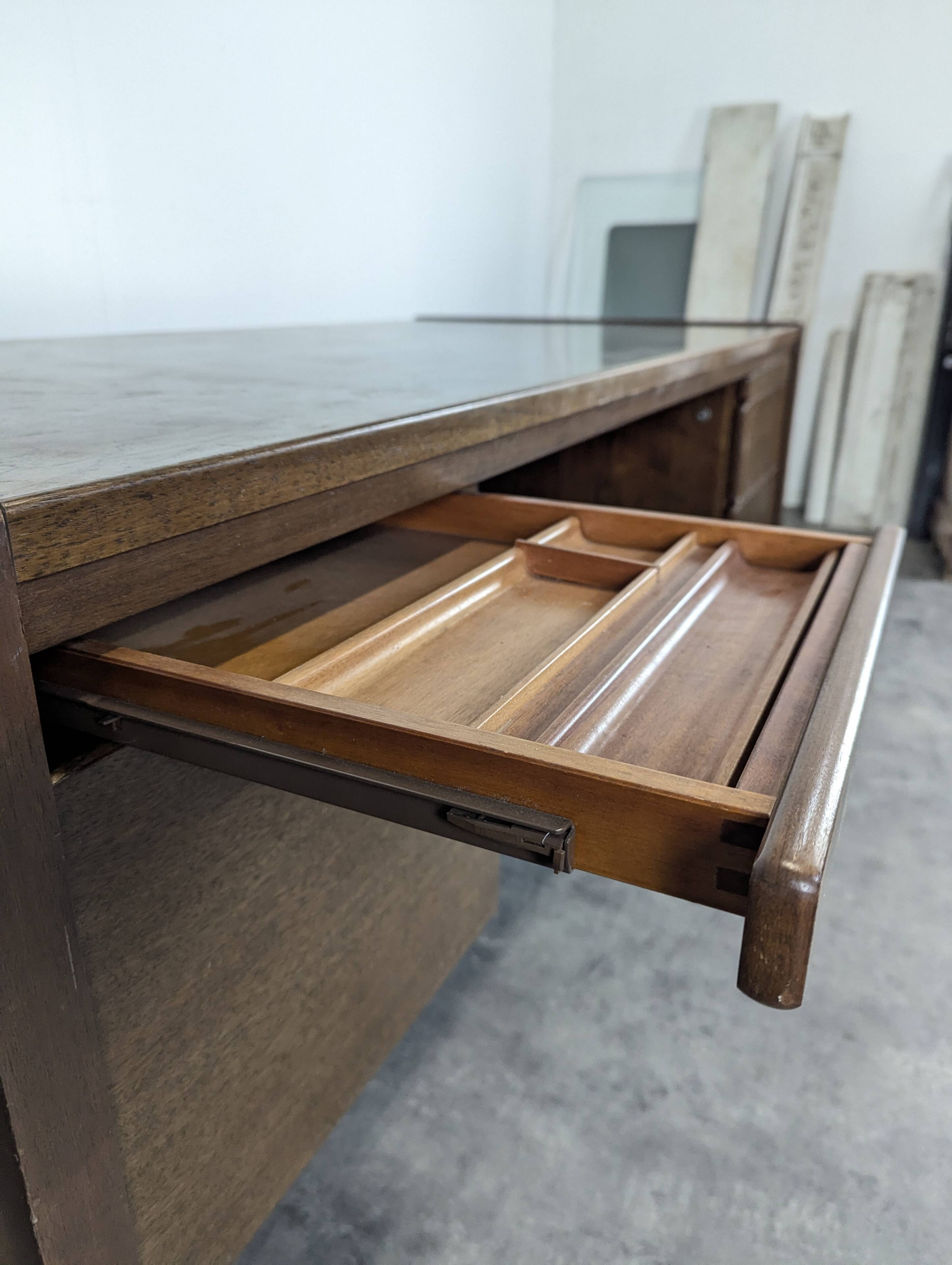 Large Scandinavian executive desk in solid walnut.