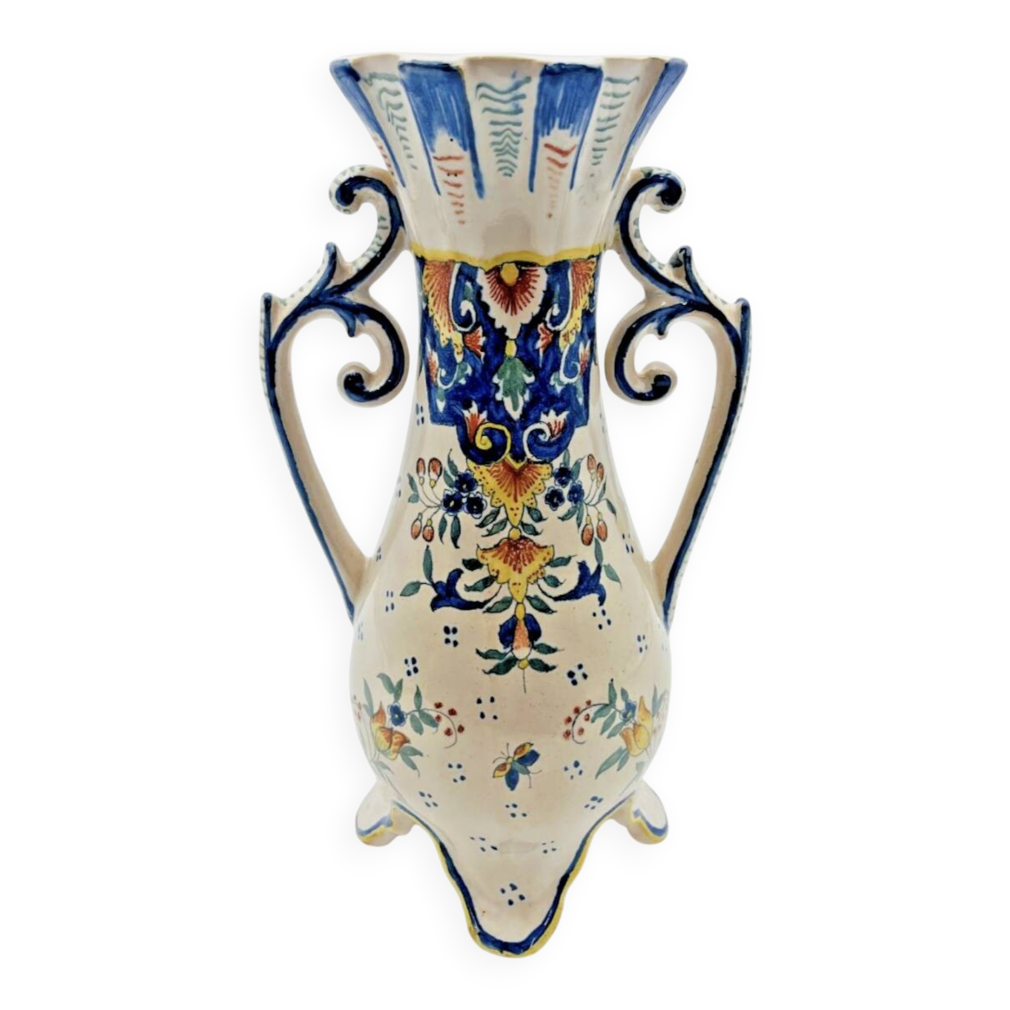 Small vase with floral decoration from Rouen