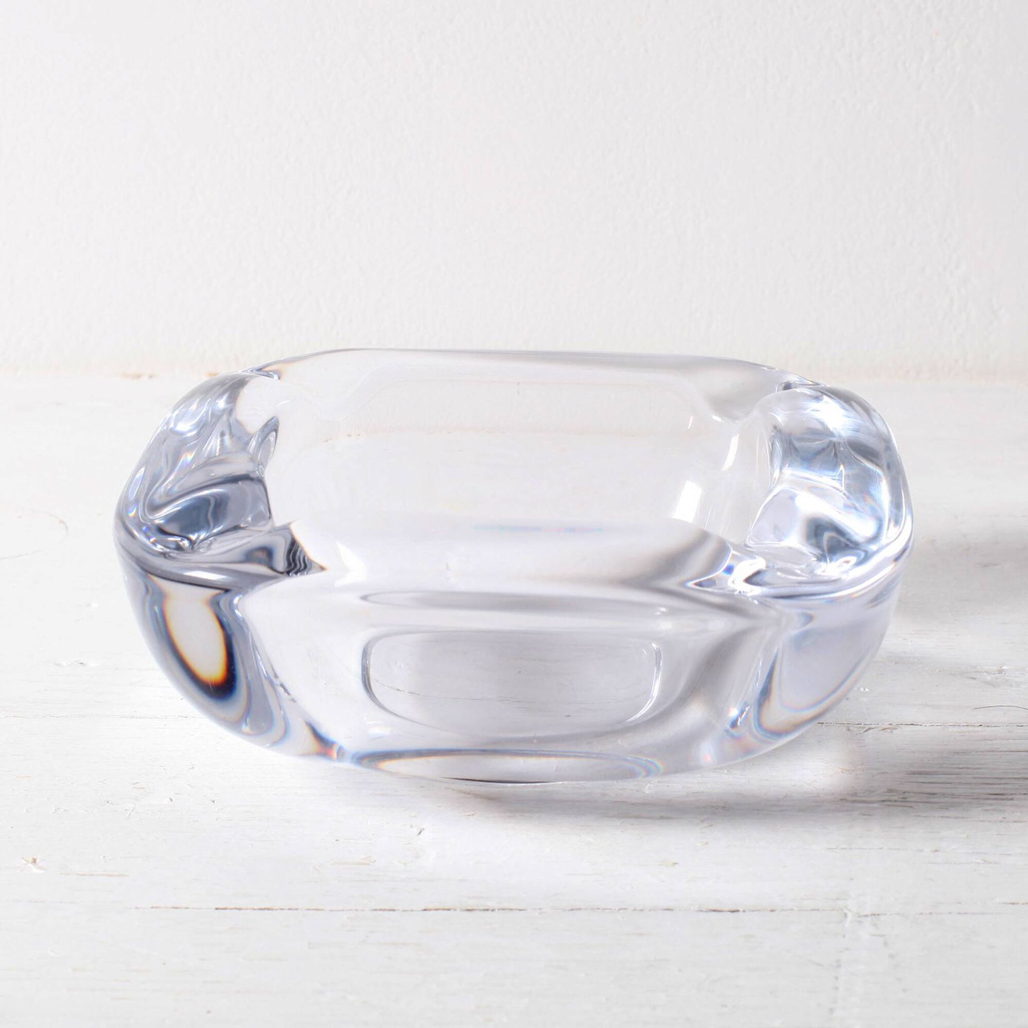 Vintage Heavy Crystal Ashtray / Vannes Le Chatel Crystal / France / 1980s