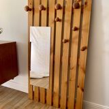 cloakroom coat rack mirror in blond pine 70s-80s