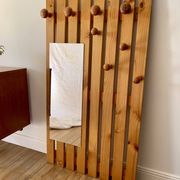 cloakroom coat rack mirror in blond pine 70s-80s