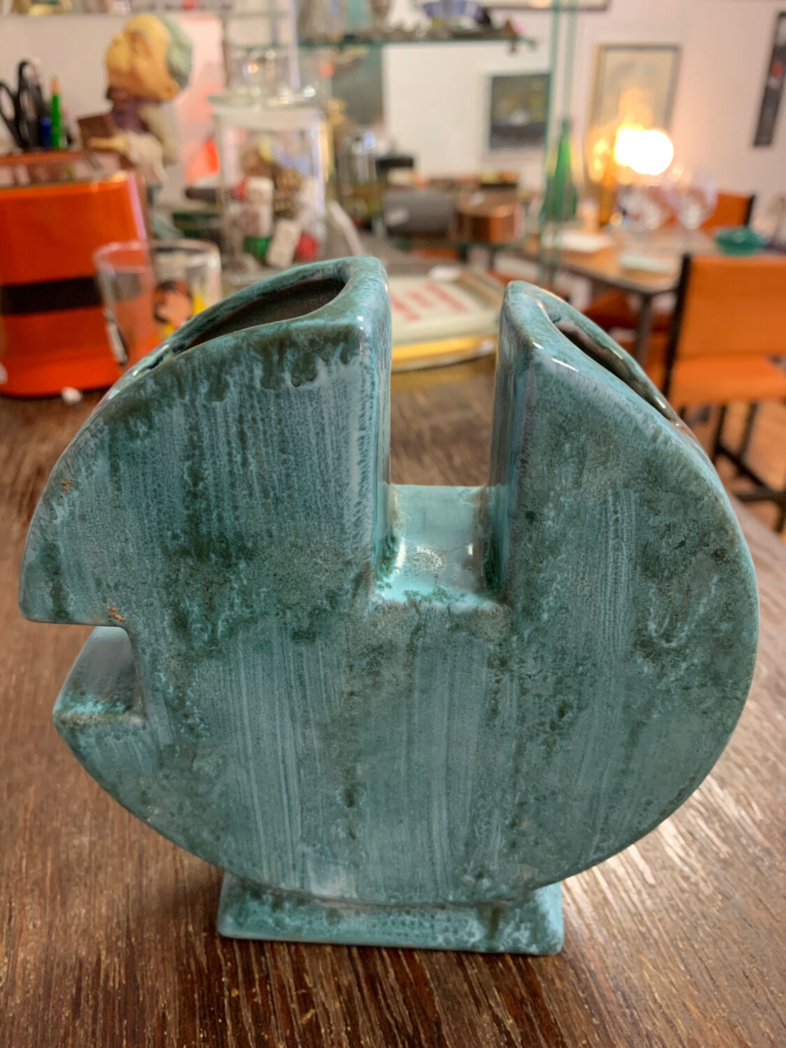 Glazed ceramic vase signed Mat