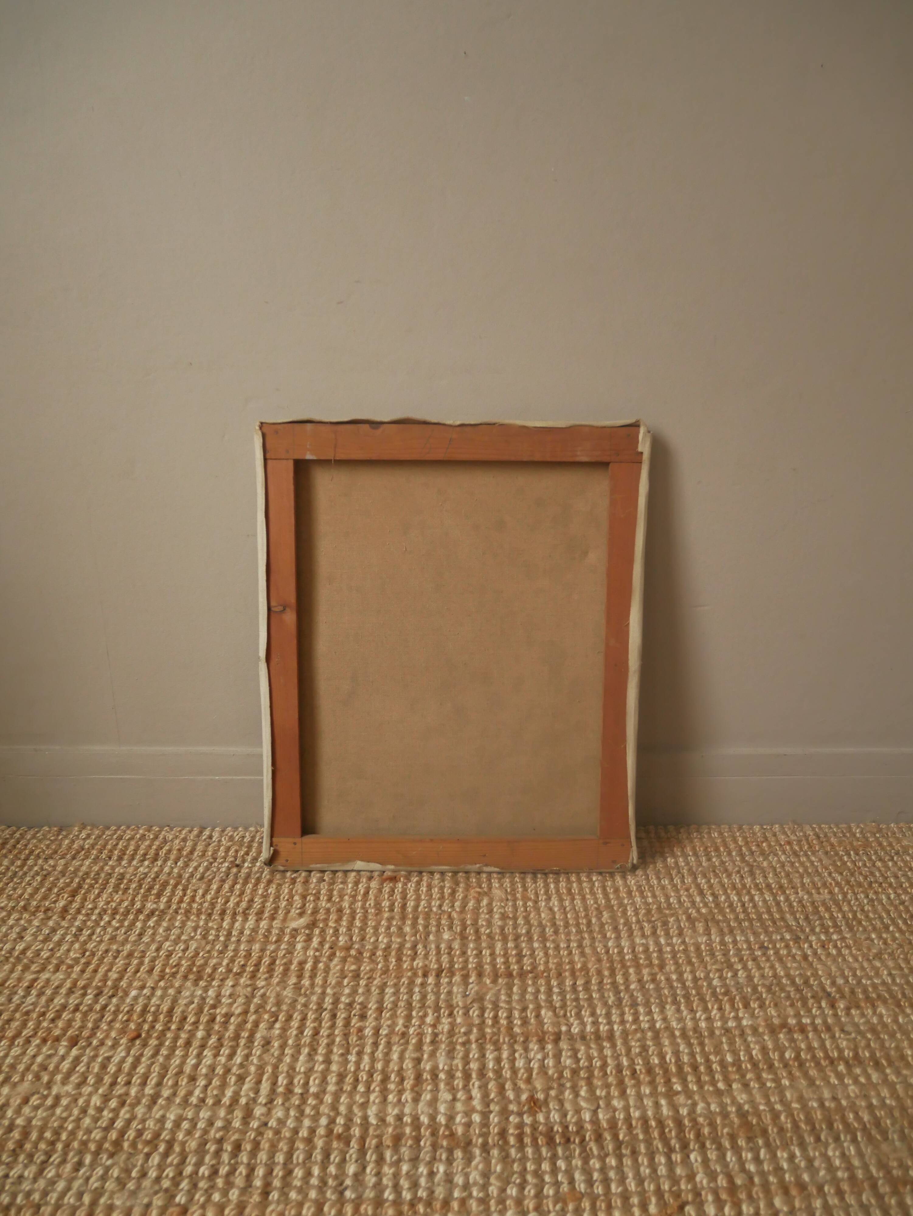 Painting portrait oil on canvas decoration country chic woman painted face bohemian flea market spirit