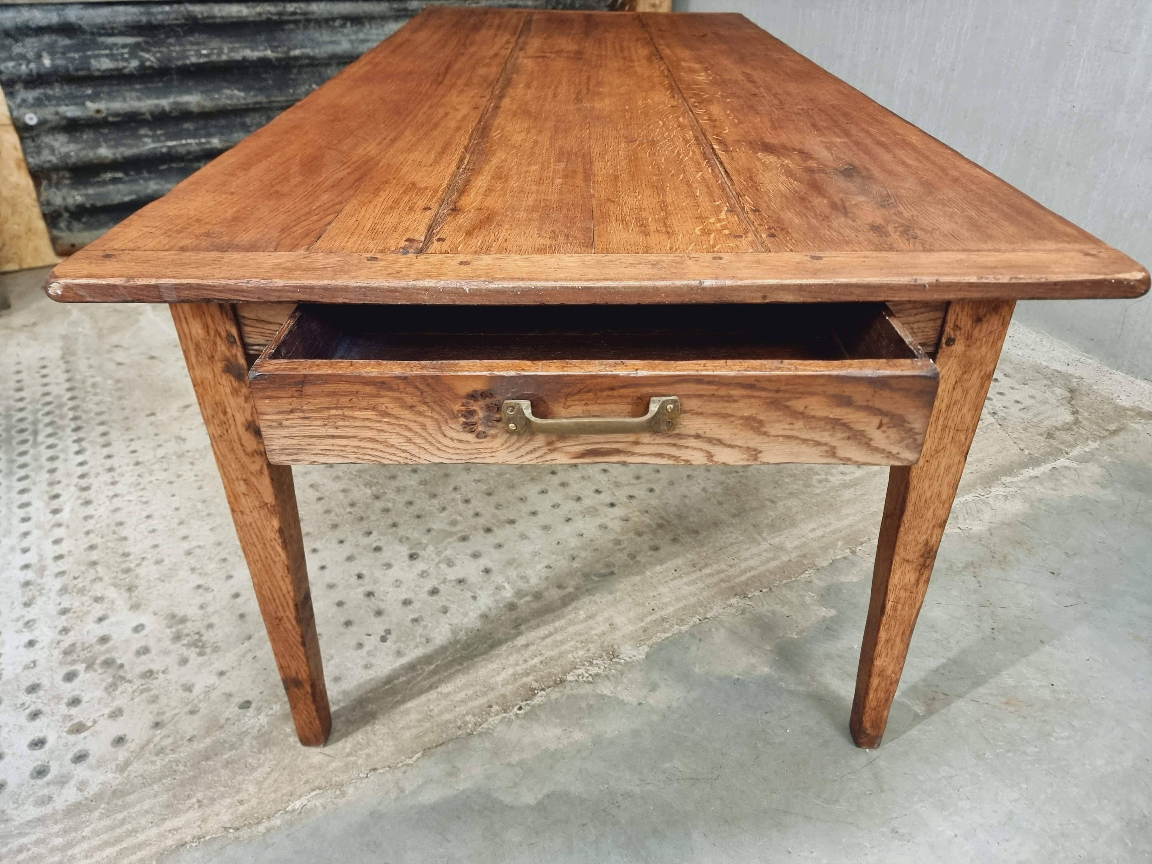 Antique dining table, rural oak table 90 x 200 cm