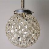 Portuguese Mid Century clear crystal acrylic tall hanging lamp for high ceilings, 1960s