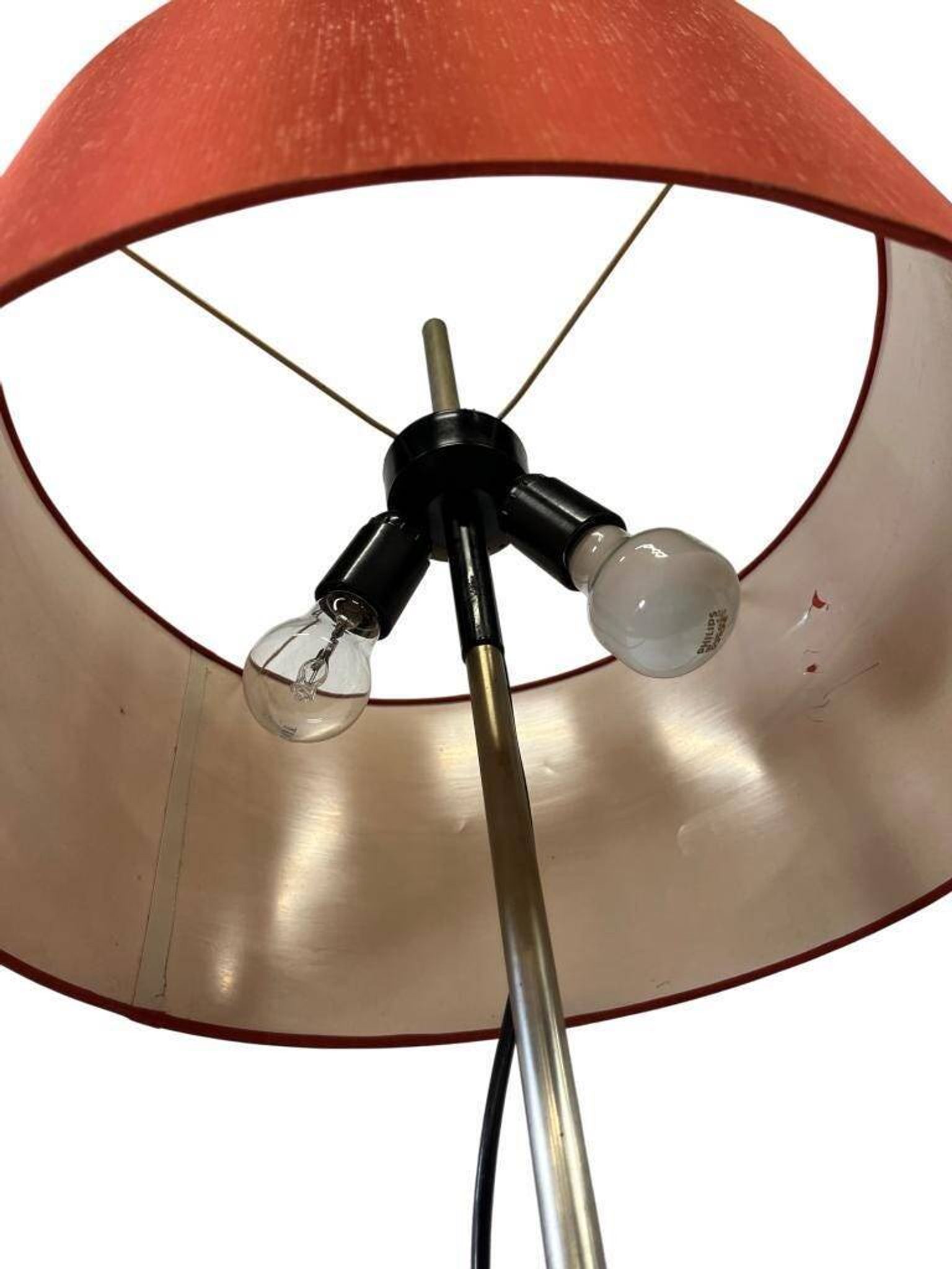 Vintage orange and red floor lamp from the 1970s