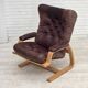 1970s, Scandinavian adjustable armchair, furniture leather, bentwood.