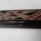 Old lacquered wooden glove box/box with Art Deco geometric decoration. Japan