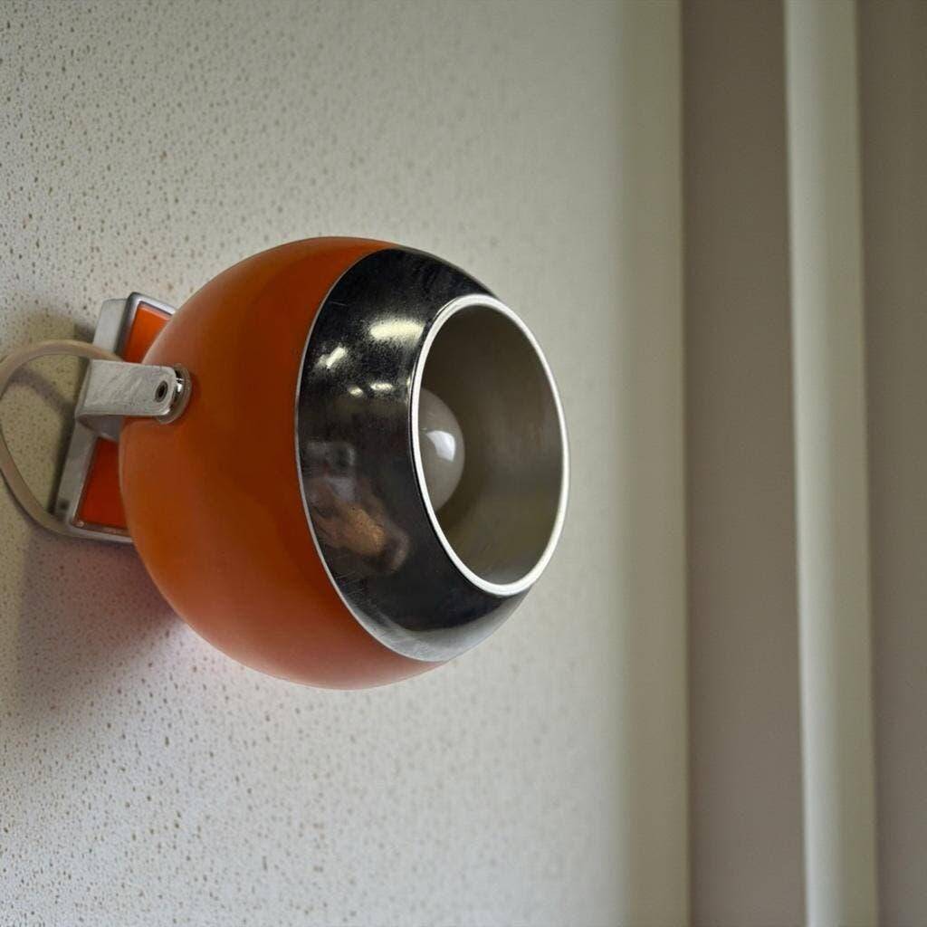 Vintage Space Age wall light orange/chrome ball