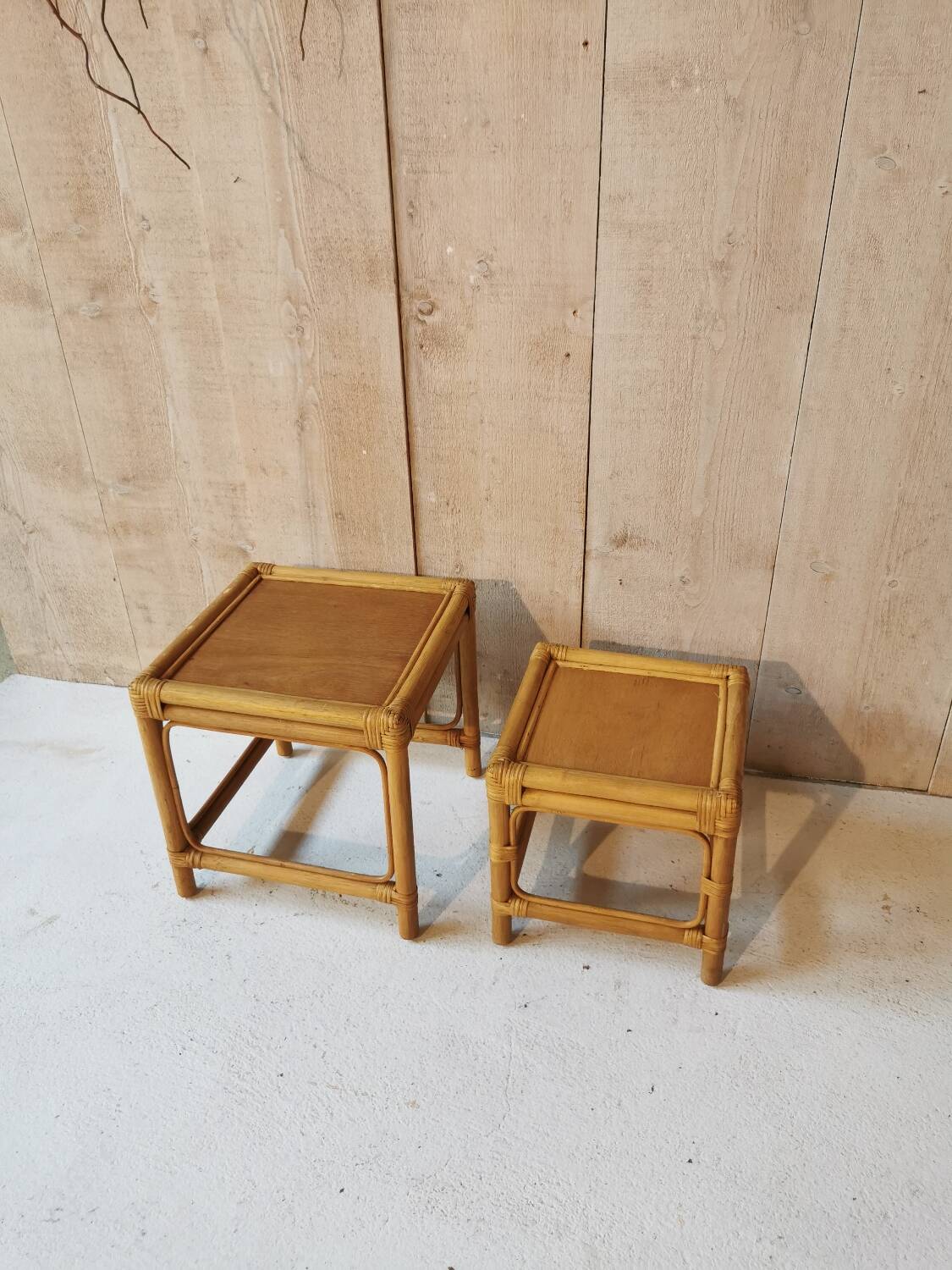 Rattan nesting tables