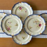 6 grandes assiettes plates anciennes en faïence de LONGCHAMP