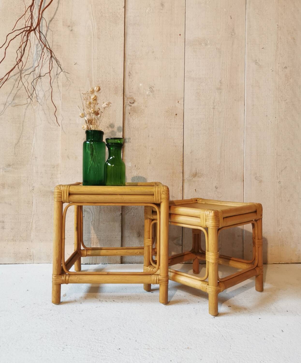 Rattan nesting tables