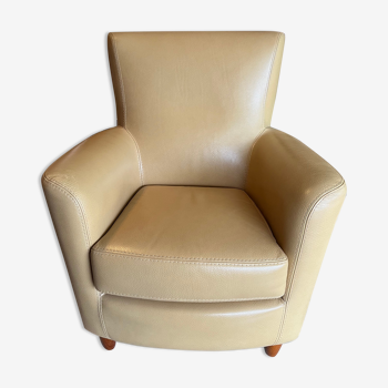 Honey leather armchair DUVIVIER