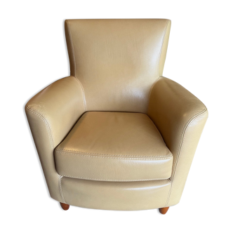 Honey leather armchair DUVIVIER