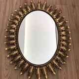 Deknudt 1950 large golden oval mirror  - 70x56cm