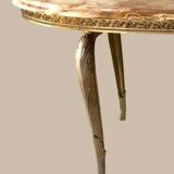 Table basse ovale en onyx et laiton 1950