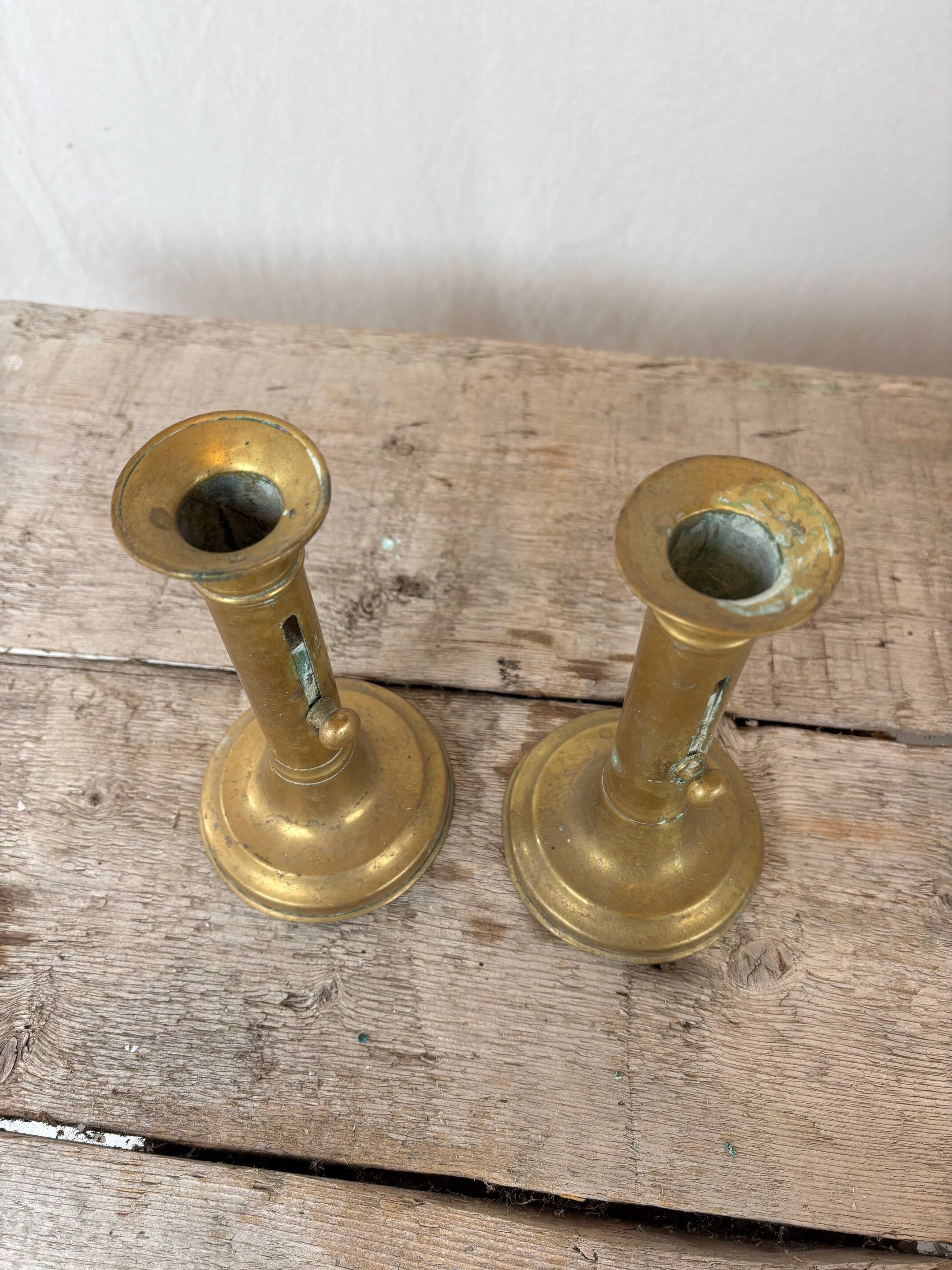 pair of brass candlesticks - Sweden late 19th century