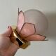 Vintage pink mother-of-pearl wall lamp with frosted glass globe