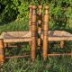 Duo of brutalist straw-covered oak chairs 1940-1950 # Charles Dudouyt