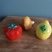 salière poivrier en barbotine tomate oignon citron
