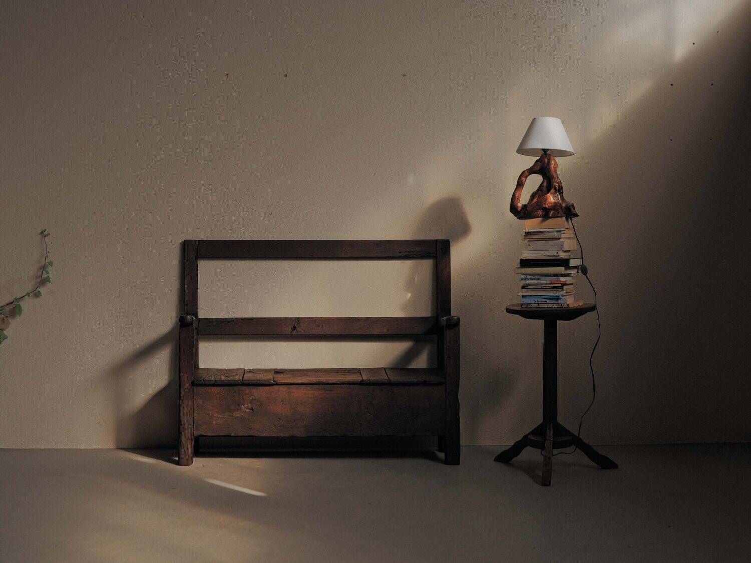 Wooden chest bench from Auvergne, 19th century