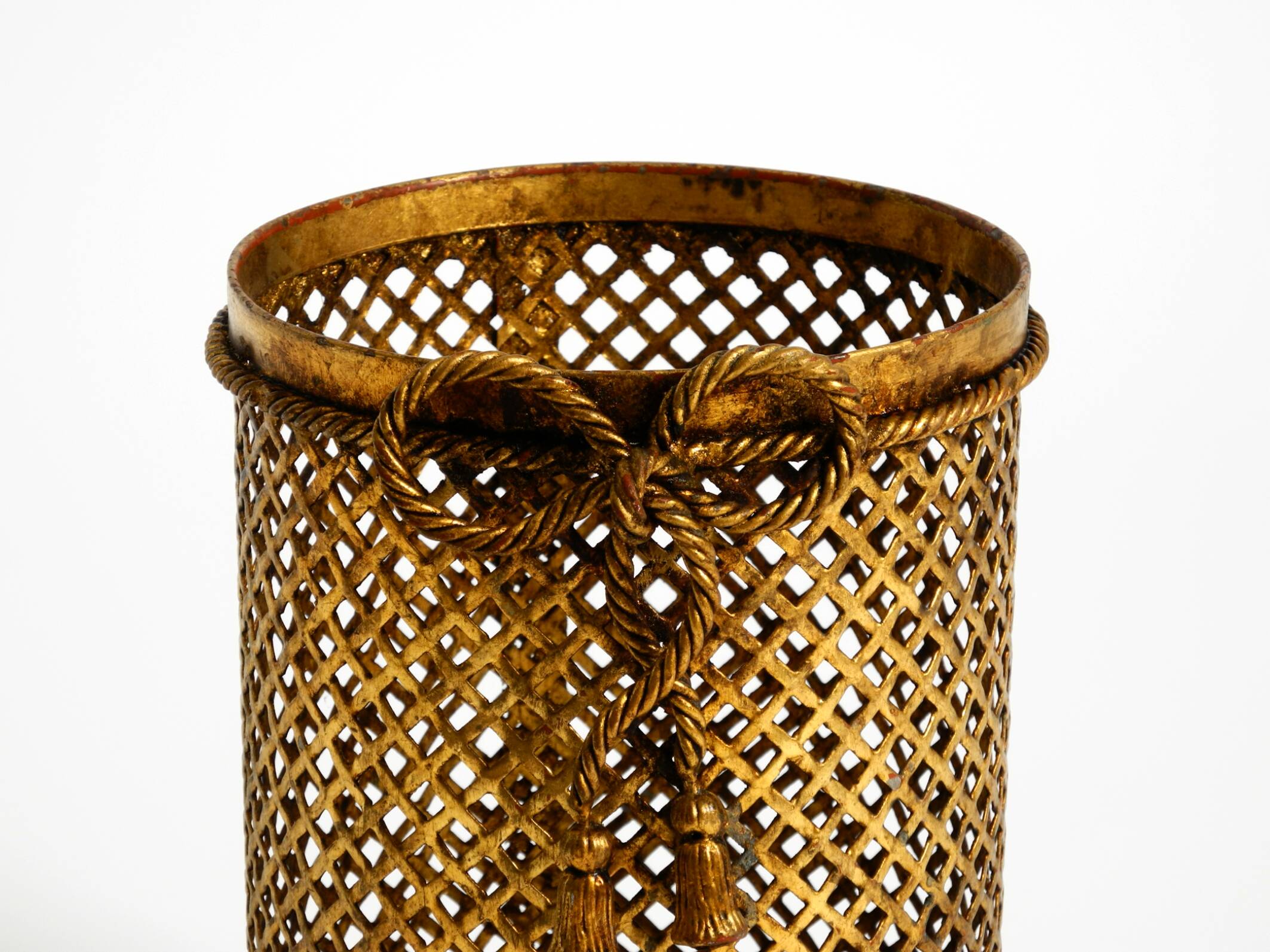 Mid Century Italian Regency Gilt Metal Waste Paper Bin from Li Puma