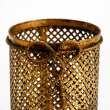 Mid Century Italian Regency Gilt Metal Waste Paper Bin from Li Puma