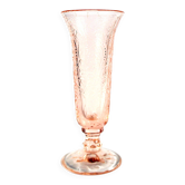 Vase cornet vintage en verre moulé rose – décor perles et coeur