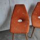 Pair of multicoloured fabric and wood Erika chairs — Judit Burián for SZKIV, 1959