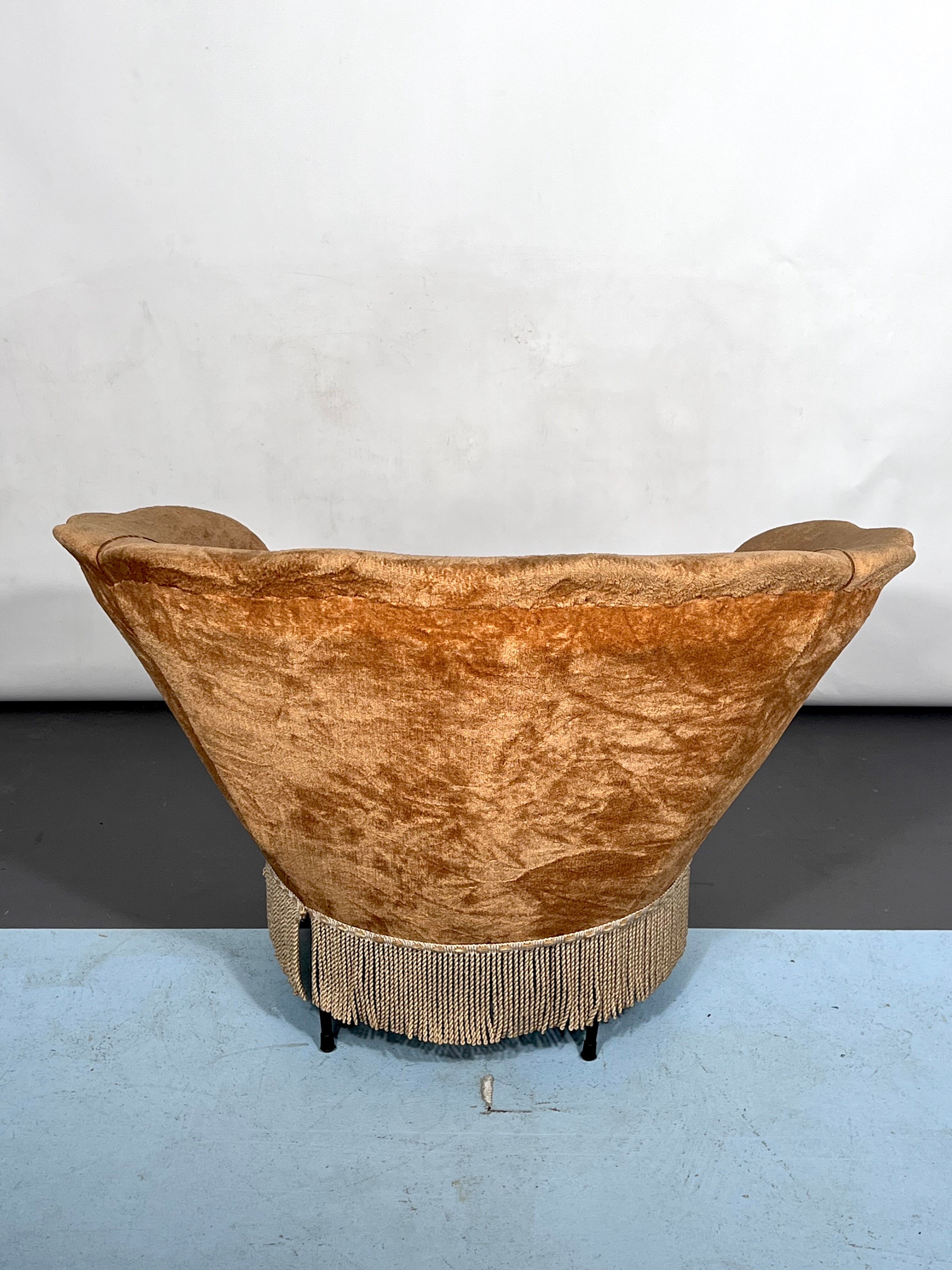 Set of two round velvet armchairs from 50s