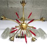 Lustre 5 branches style maison arlus lunel, 1950