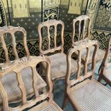 Suite of 6 Louis XV style chairs in cannage