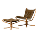 Sigurd Ressell Falcon Chair with Ottoman in brown leather for Vatne Møbler,
