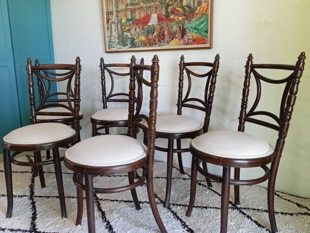 Set of 6 Fischel bistro chairs, early 1900s